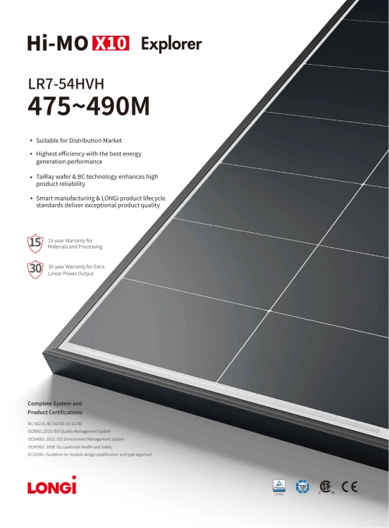 Палета з 36 шт. фотогальванічних панелей LONGi 480W Hi-MO X10