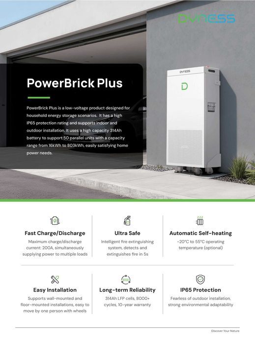 DYNESS POWERBRICK PLUS 16,07 кВт·год з обігрівом IP65 – акумуляторна батарея LiFePO4