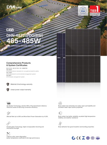 Палета з 36 шт. фотогальванічних панелей DAH Solar 470W N-Type TOPCon двосторонніх скло-скло