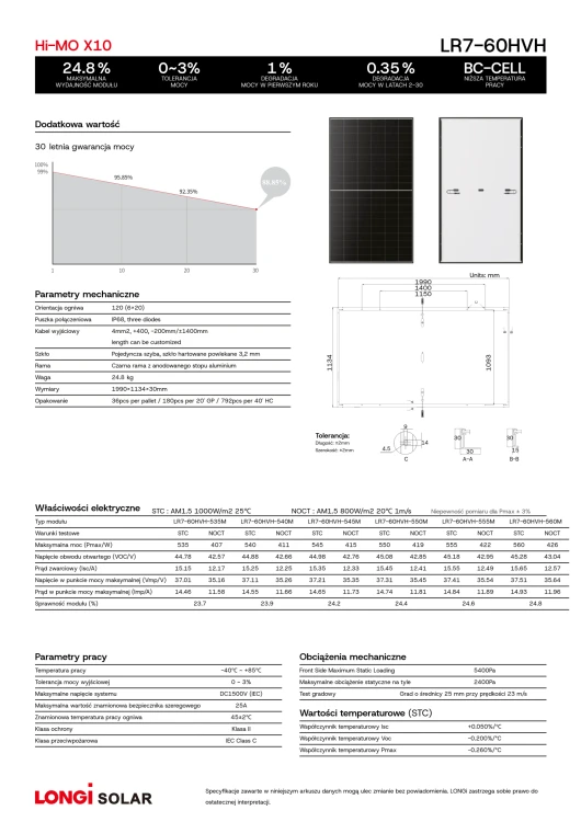 Фотовольтаїчна панель LONGi 535W Hi-MO X10 N-Type Mono Чорна рама
