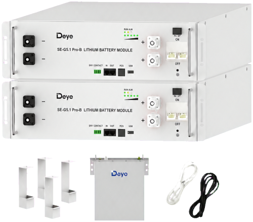 Комплект із 2 акумуляторних модулів DEYE SE-G5.1 PRO-B 10,24 кВт·год LiFePO4 низьковольтний